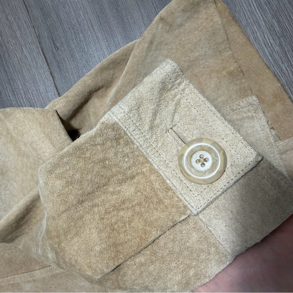 Mossimo real suede/leather Y2K vintage Tan Suede Women's Blazer jacket - Picture 8 of 10